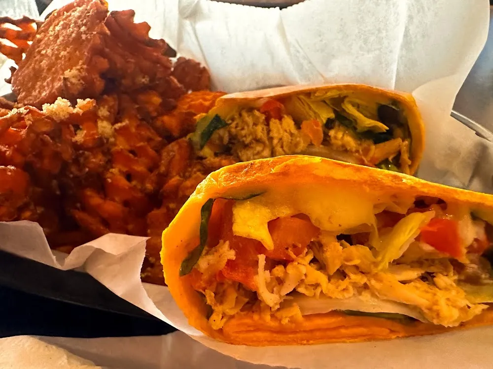 Southwest Wrap with Sweet Potato Fries